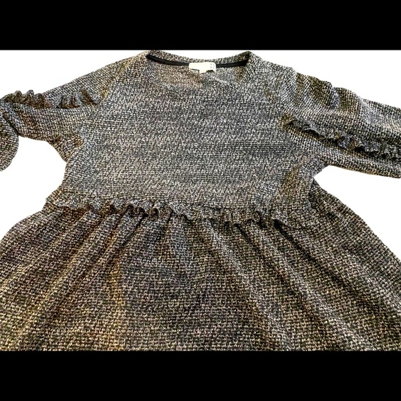 Anthropologie Ro&De Gray Long Sleeve Knit Stella Ruffle Dress, Size XS - Picture 7 of 15
